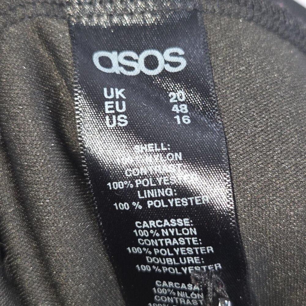 ASOS Women's Sleeveless Fit & Flare Dress V Neck Knee Length Black Size 16 - Picture 8 of 8